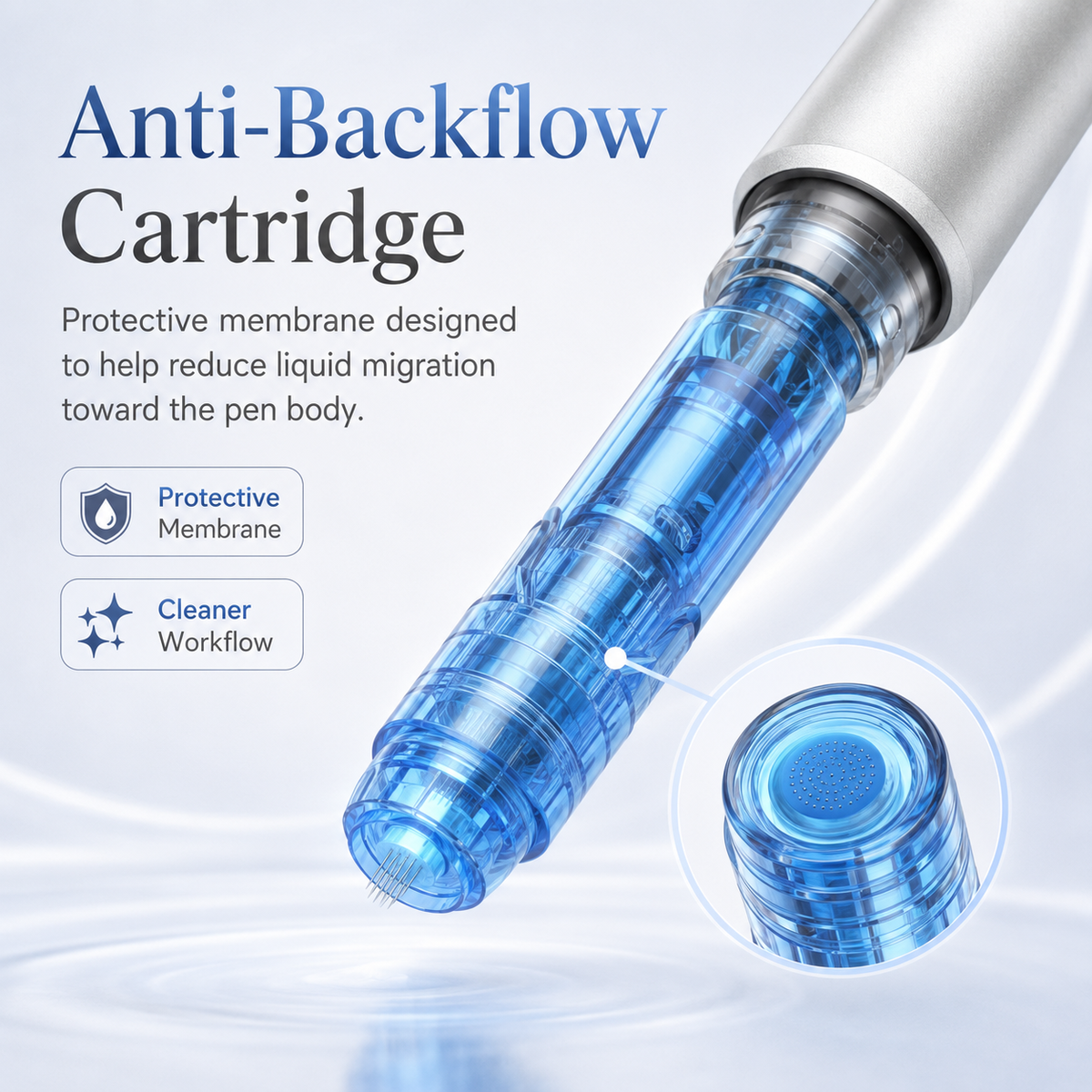 The backflow protection seal inside a Dr. Pen M8S cartridge